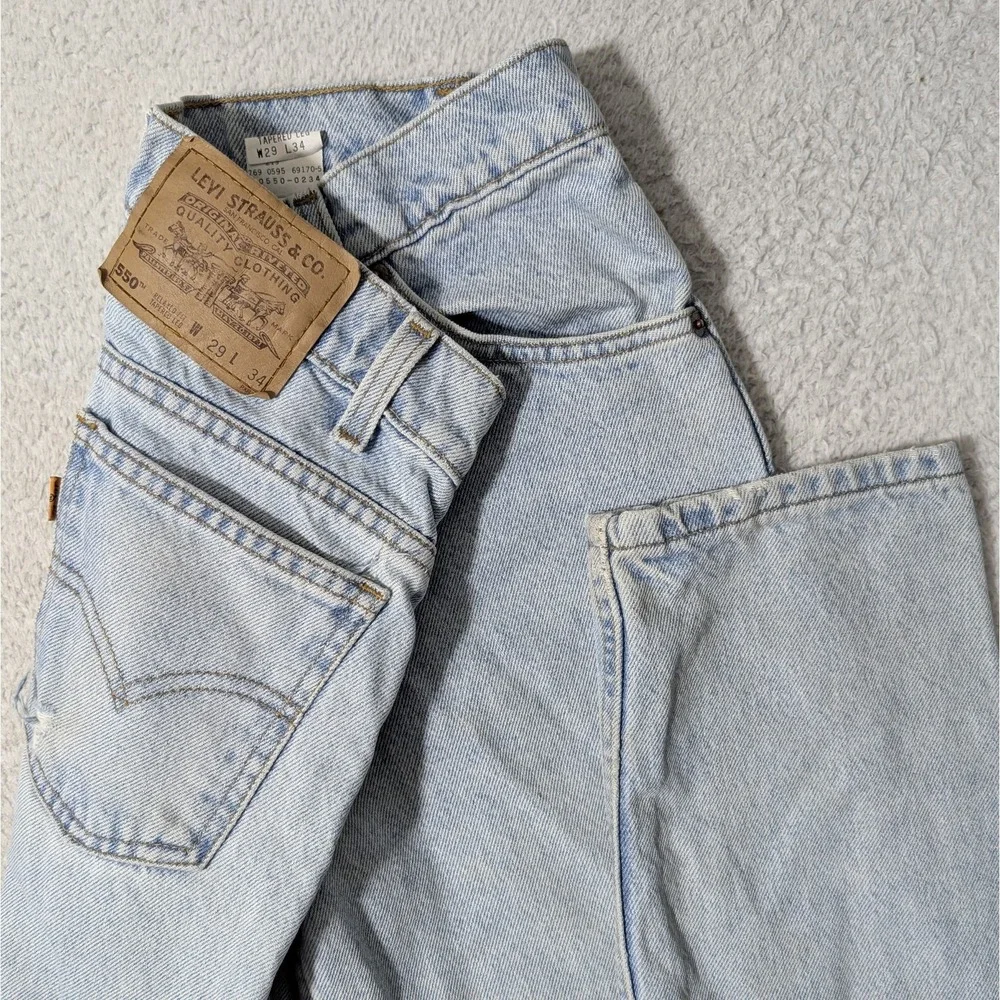 Vintage‎ Levis 550 Jeans Mens 29x34 Light Wash Blue Relaxed Denim Tapered 90s 95